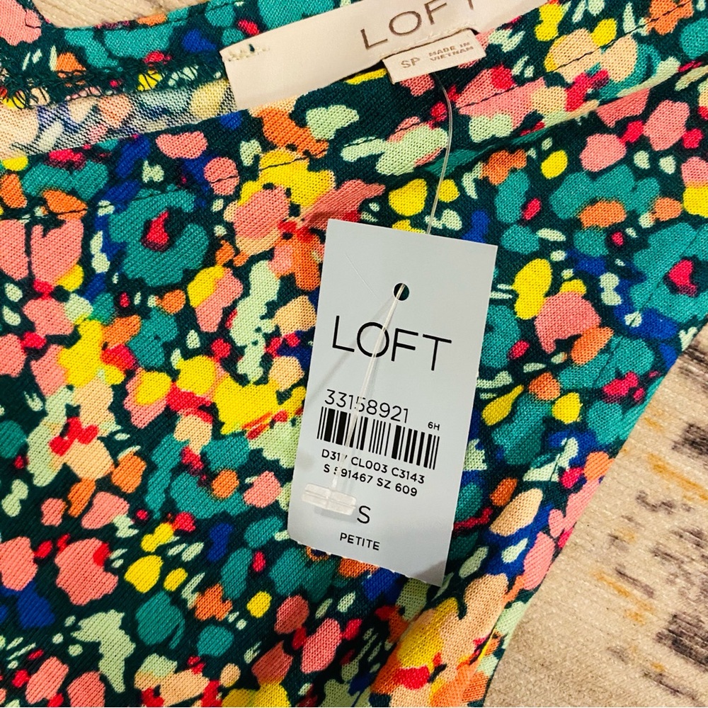 LOFT Floral Maxi Dress in Teal, Pink & Yellow - Picture 8 of 10